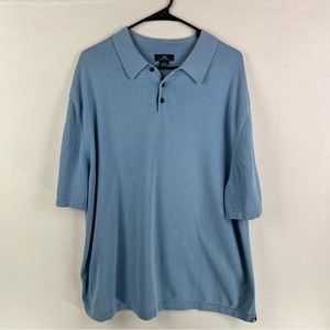 Brooks Brothers 346 Mens Polo Shirt XL Blue Solid Casual Short Sleeve